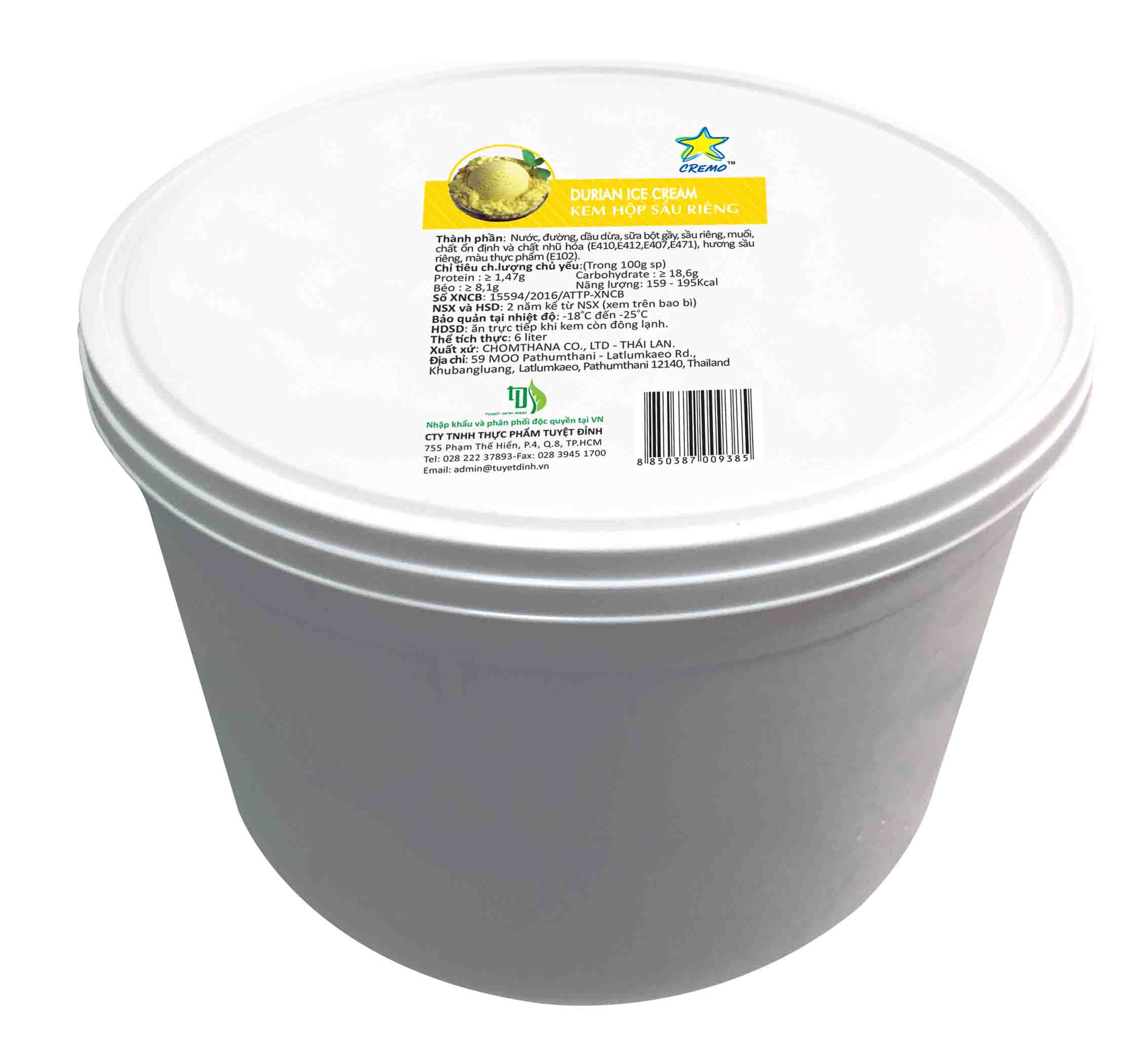 Kem hộp 6000ml vị sầu riêng